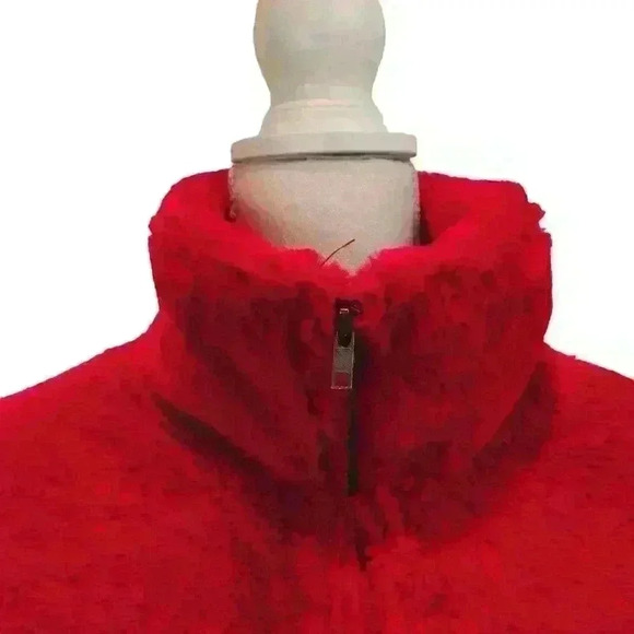 Paper Crane Plush Red Zip Up Jacket Drawstring Waist Size Medium - Picture 6 of 9
